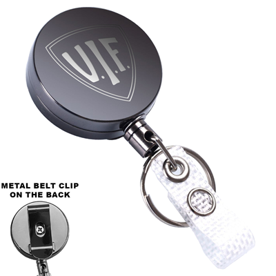 ROUND HEAVY DUTY METAL BADGE REEL with Belt Clip