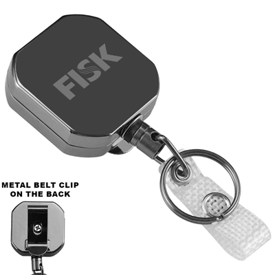 SQUARE HEAVY DUTY METAL BADGE REEL with Belt Clip
