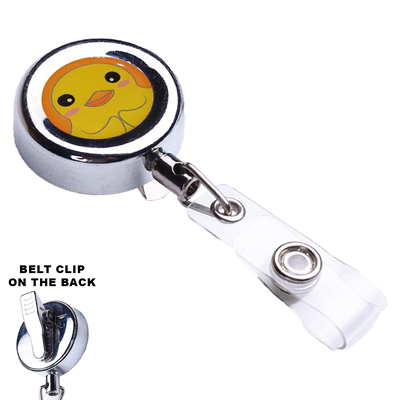 ZINC ALLOY CONCAVE ROUND BADGE REEL HOLDER with Bulldog Clip