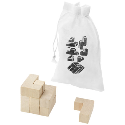 SOLFEE WOOD SQUARES BRAIN TEASER with Pouch