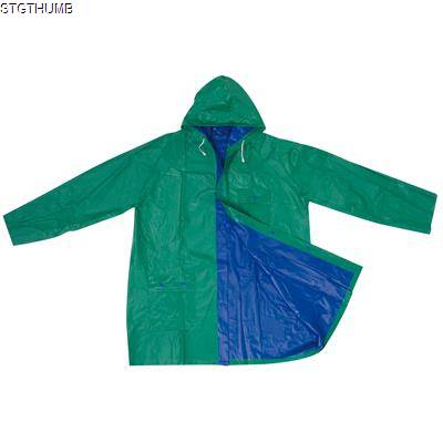 BICOLOUR XL PVC REVERSIBLE RAIN COAT in Blue & Green