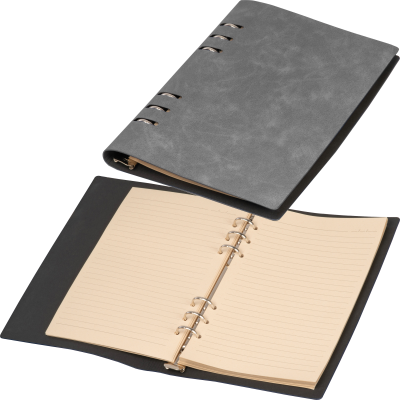 A5 RING BINDER with PU Cover in Silvergrey  - PROMOTIONAL CORPORATE GIFT