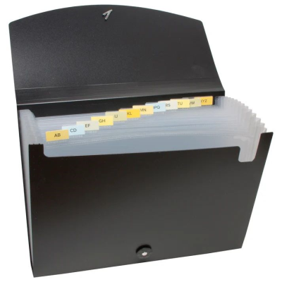 ECO-ECO A4 50% RECYCLED 13 POCKET BLACK EXPANDING FILE (UK STOCK)