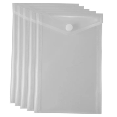 ECO-ECO A6 95% RECYCLED CLEAR TRANSPARENT PORTRAIT PRESS STUD WALLET (UK STOCK)