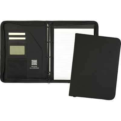 SUNDRIDGE RECYCLED A4 RINGBINDER PORTFOLIO in Black - PROMOTIONAL CORPORATE GIFT