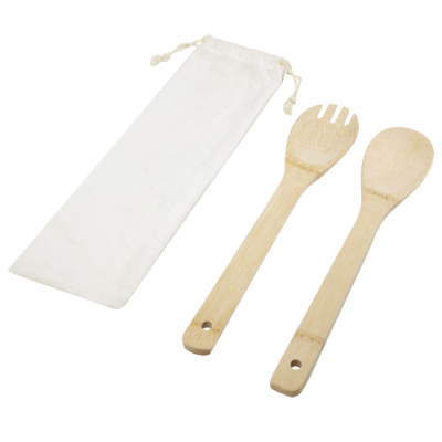 ENDIV BAMBOO SALAD SPOON AND FORK in Natural