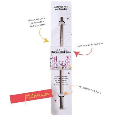 STAINLESS STEEL METAL STRAW ON PLANTABLE SEEDS PAPER PACKAGING