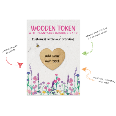WOOD TOKEN ON SEEDS PAPER BACKING CARD