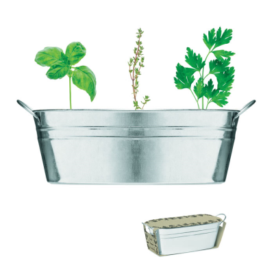 ZINC TUB with 3 Herbs Seeds in Silver