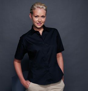 HENBURY LADIES SHORT SLEEVE OXFORD SHIRT