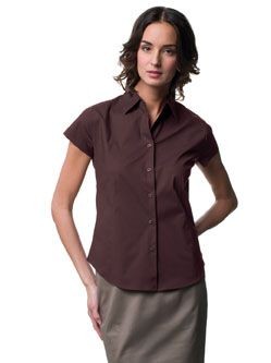 RUSSELL COLLECTION LADIES SHORT SLEEVE EASY CARE FITTED SHIRT
