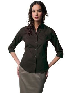 RUSSELL COLLECTION LADIES THREE QUARTER SLEEVE EASY CARE FITTED SHIRT