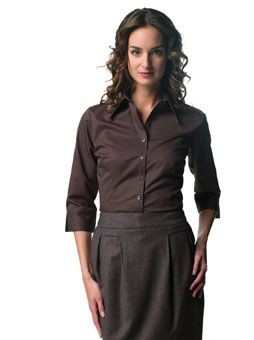 RUSSELL COLLECTION LADIES THREE QUARTER SLEEVE TENCEL FITTED SHIRT