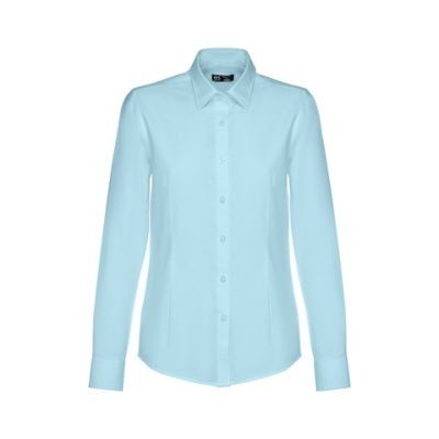 THC TOKYO LADIES LADIES LONG-SLEEVED OXFORD SHIRT with Pearl Colour Buttons - L in Light Blue