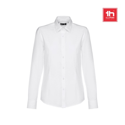 THC TOKYO LADIES WH LADIES LONG-SLEEVED OXFORD SHIRT with Pearl Colour Buttons White