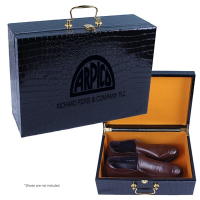 BLACK CROCODILE PATTERNED LEATHER SHOE BOX