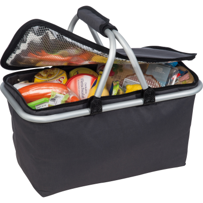 FOLDING POLYESTER SHOPPING BASKET with Insulating Function in Anthracite Grey