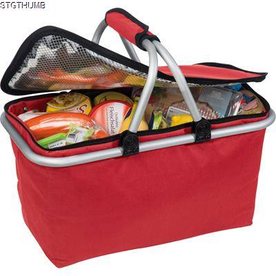 FOLDING POLYESTER SHOPPING BASKET with Insulating Function in Red