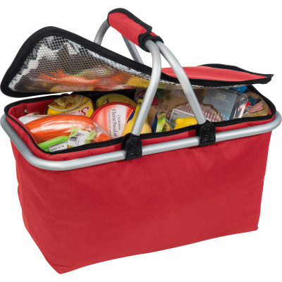 FOLDING POLYESTER SHOPPING BASKET with Insulating Function in Red
