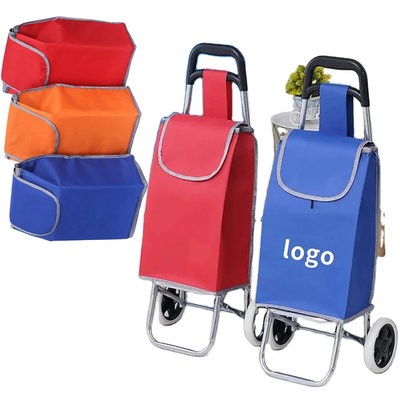 TWO WHEELED HAND PULLED GROCERY CART SHOPPER TOTE BAG - PROMOTIONAL CORPORATE GIFT