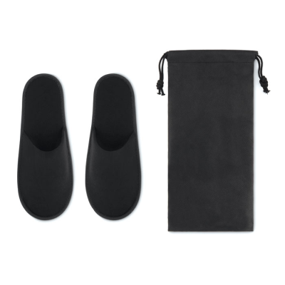 PAIR OF SLIPPERS in Pouch in Black