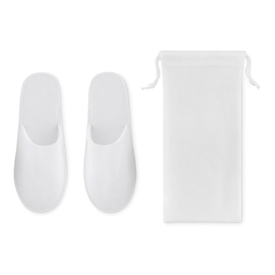 PAIR OF SLIPPERS in Pouch in White