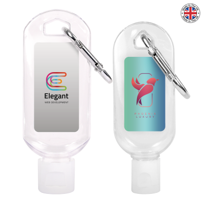 HAND SANITISER GEL BOTTLE with Carabiner Clip