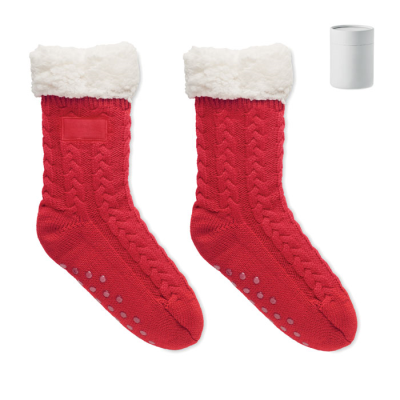 PAIR OF SLIPPER SOCKS L in Red