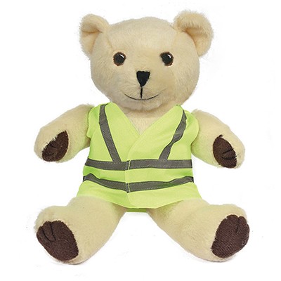 10 INCH TALL HONEY BEAR with Reflective High Visibility Reflective Vest - PROMOTIONAL CORPORATE GIFT