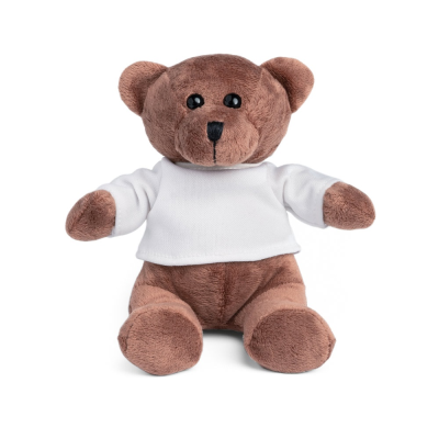 GRIZZLY TEDDY BEAR PLUSH TOY with Tee Shirt on in White