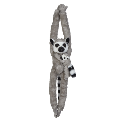HANGING LEMUR WITH BABY SOFT TOY