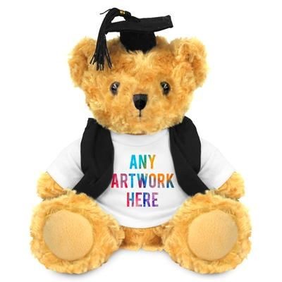 PRINTED PROMOTIONAL SOFT TOY 19CM VICTORIA TEDDY BEAR with Graduation Outfit
