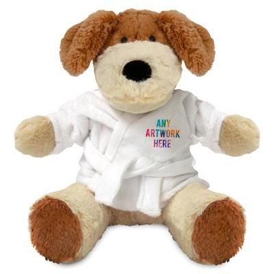 PRINTED PROMOTIONAL SOFT TOY 20CM DARCY DOG with Dressing Gown