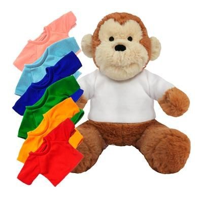 PRINTED PROMOTIONAL SOFT TOY 20CM MAX MONKEY with Coloured Tee Shirt