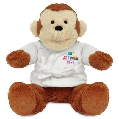 PRINTED PROMOTIONAL SOFT TOY 20CM MAX MONKEY with Dressing Gown