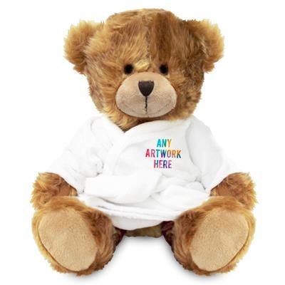 PRINTED PROMOTIONAL SOFT TOY CHARLES TEDDY BEAR with Dressing Gown