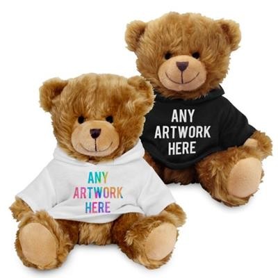 PRINTED PROMOTIONAL SOFT TOY CHARLES TEDDY BEAR with Hoody