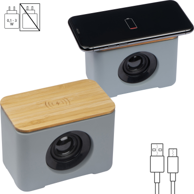 BLUETOOTH SPEAKER with Inductive Charger in Silvergrey