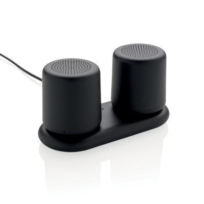 INDUCTION CHARGER DOUBLE SPEAKER SET in Black