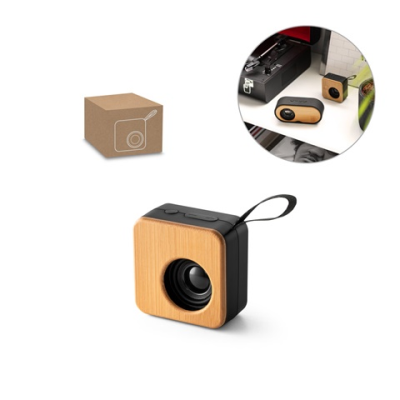 MAYER PORTABLE 3W SPEAKER with 4H Battery Life in Bamboo & Recycled Abs