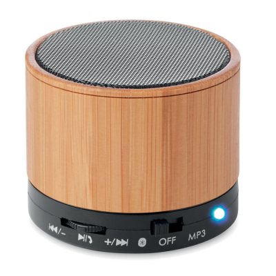 ROUND BAMBOO CORDLESS SPEAKER in Black