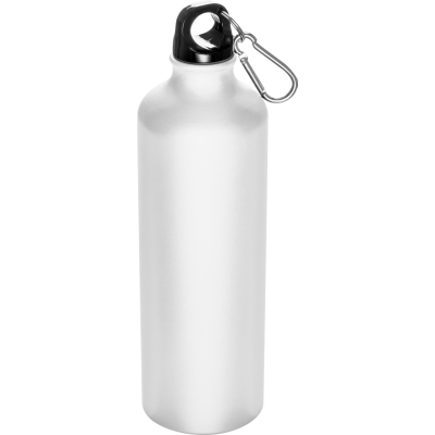 800ML ALUMINIUM METAL DRINK BOTTLE with Snap Hook in White