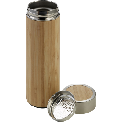 BAMBOO BOTTLE with Tea Infuser (420Ml) in Brown