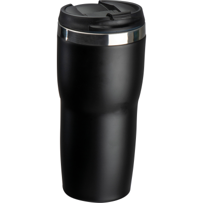 DOUBLE WALL STAINLESS STEEL METAL DRINK BOTTLE in Black 