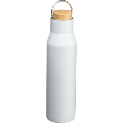 DRINK BOTTLE MADE FROM RECYCLED STAINLESS STEEL METAL in White 