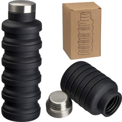 EXTANDABLE SILICONE DRINK BOTTLE in Black 