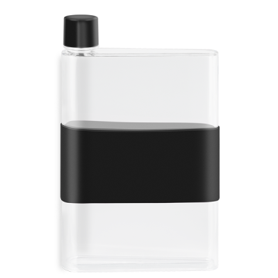 GENIE NOTE BOTTLE with Silicon Band - 420Ml Transparent & Black - PROMOTIONAL CORPORATE GIFT