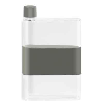 GENIE NOTE BOTTLE with Silicon Band - 420Ml Transparent & Grey