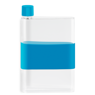GENIE NOTE BOTTLE with Silicon Band - 420Ml Transparent & Light Blue