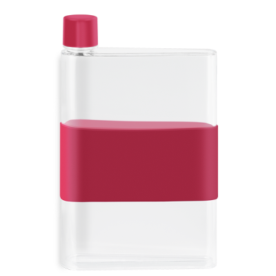GENIE NOTE BOTTLE with Silicon Band - 420Ml Transparent & Magenta